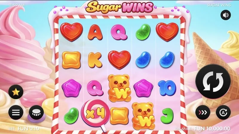 Sugar Wins - spilleskærm med 5x4 hjul